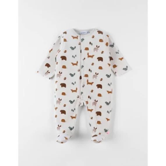 Pyjama En Velours Côtelé, Animalier Beige