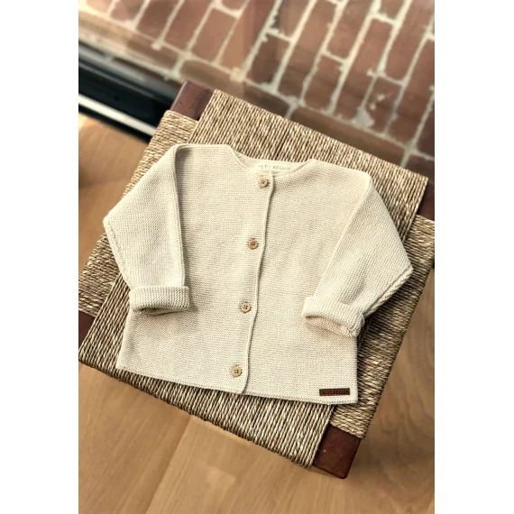 Gilet Bébé En Tricot Lou Ecru