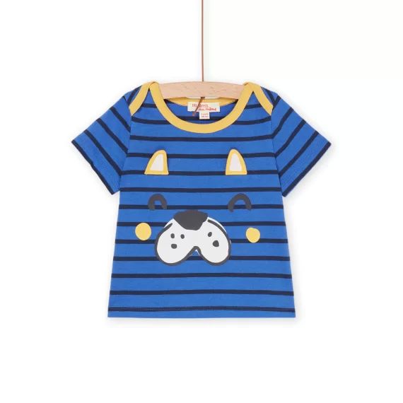T-shirt Bleu À Imprimé À Rayures