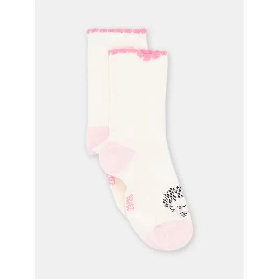 Chaussettes Écrues À Motifs Hérisson Bébé Fille