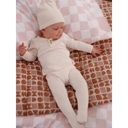 Ensemble 3 pièces bébé naissance personnalisable écru
