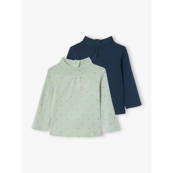 Lot de 2 sous-pulls bébé fille BASICS lot vert