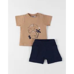 Set T-shirt Avec Short Coton Bleu