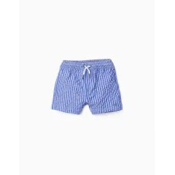 Short De Bain À Rayures Bleu Foncé