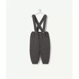 Pantalon sarouel bébé garçon à bretelles et carreaux