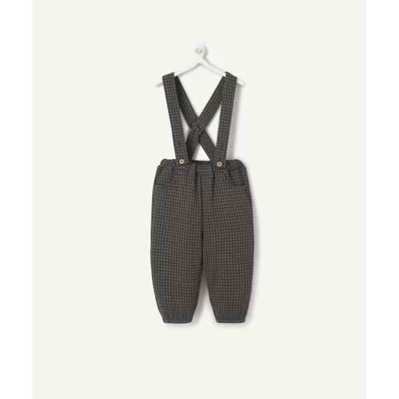 Pantalon sarouel bébé garçon à bretelles et carreaux