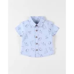 Chemise Chambray Dinos À Manches Courtes Bleu