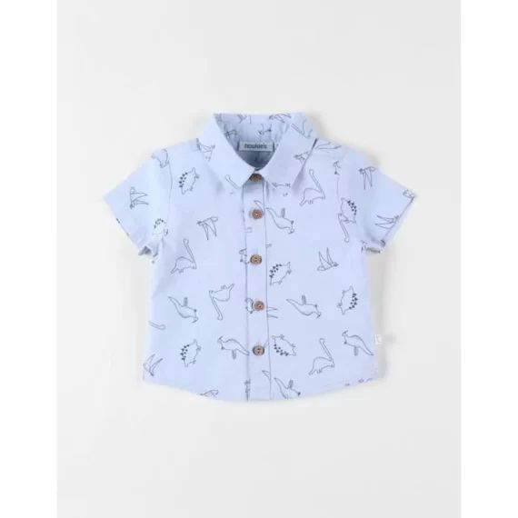 Chemise Chambray Dinos À Manches Courtes Bleu