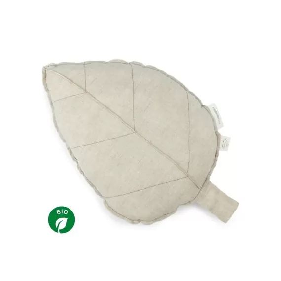 Coussin feuille Lin français greige (25 x 35 cm)