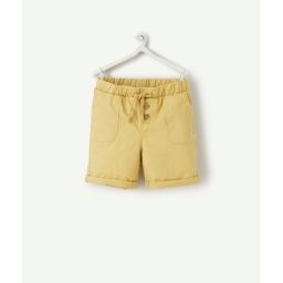 Bermuda droit bébé garçon jaune en coton –  – Soldes