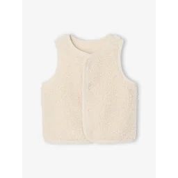 Gilet bébé sans manches en fausse fourrure vanille
