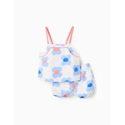 Top + Short Floral Blanc