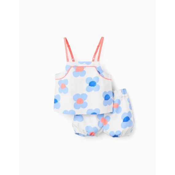 Top + Short Floral Blanc