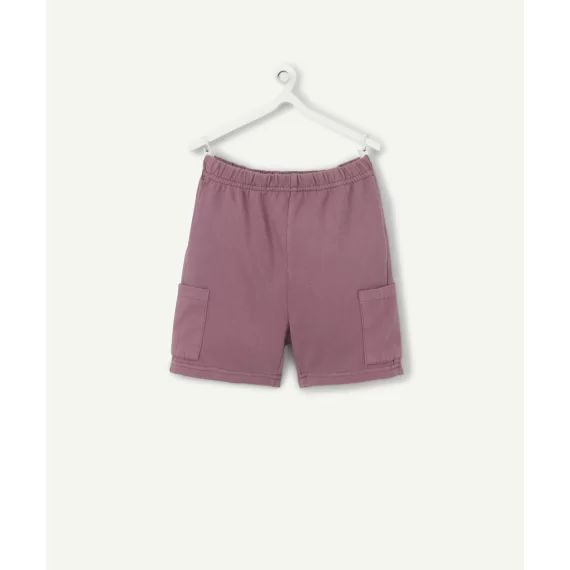 Bermuda bébé garçon en coton bio violet avec poches –  – Soldes