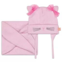 Ensemble bonnet + tour de cou Fille Rose