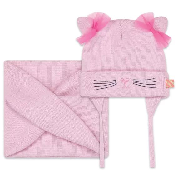 Ensemble bonnet + tour de cou Fille Rose