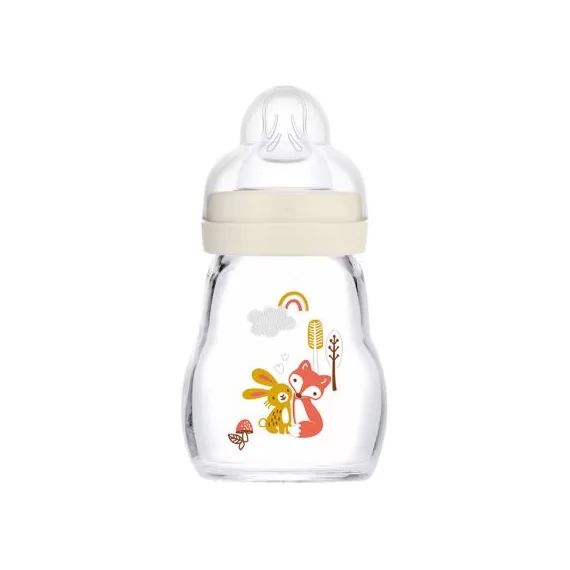 Biberon verre premium renard Forêt – tétine débit 1 lent (170 ml)