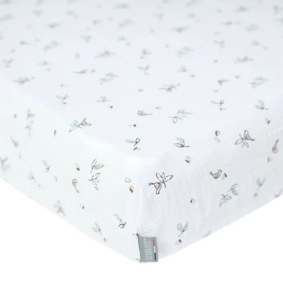 Drap-housse En Gaze De Coton Melody Blanc Imprimé Minimaliste
