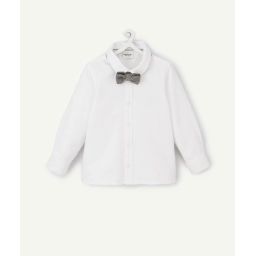 Chemise bébé garçon en coton blanche avec noeud papillon amovible –  – Soldes