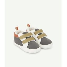 Chaussons type baskets bébé kaki bleu et sherpa –  – Soldes