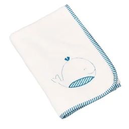 SAUTHON Couverture bébé 75 x 100 cm Blue Baleine blanc
