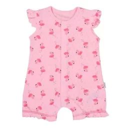 Combishort bébé fille en coton bio, Flamants roses rose