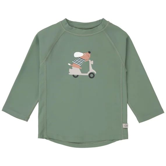 T-shirt anti-UV manches longues Scooter et Chien vert (7-12 mois)