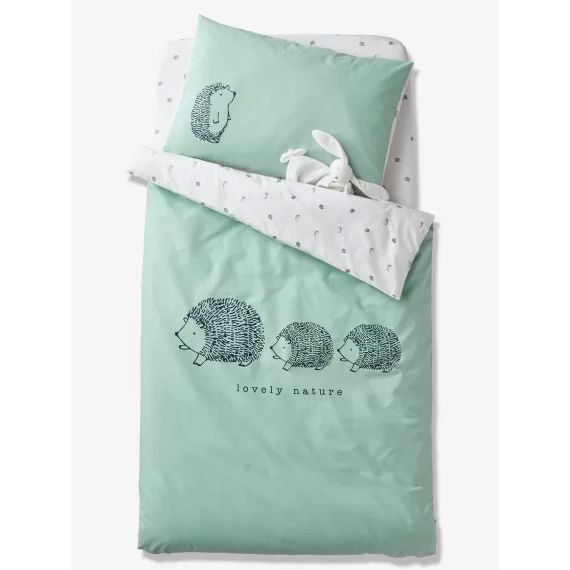 Housse de couette bébé Bio Collection LOVELY NATURE vert/ivoire