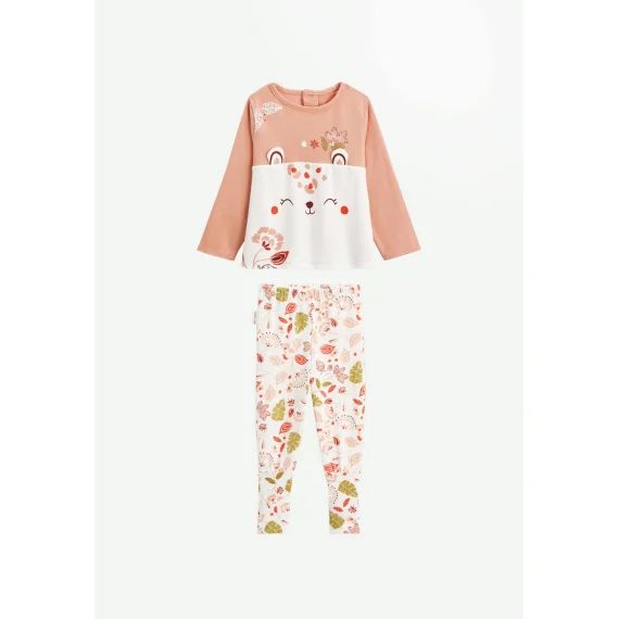 Pyjama Enfant 2 Pièces À Pieds Retroussables Mindanao Rose