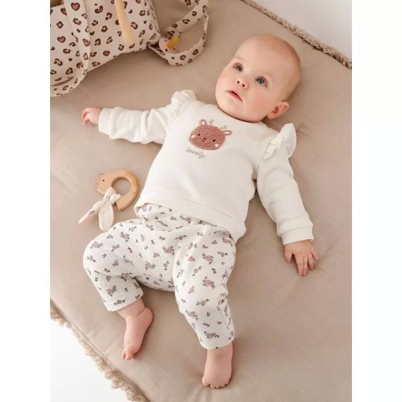 Ensemble bébé sweat et pantalon écru