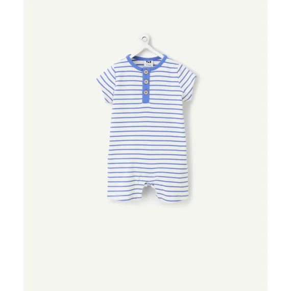 Dors bien bébé léger en coton bio à rayures bleues