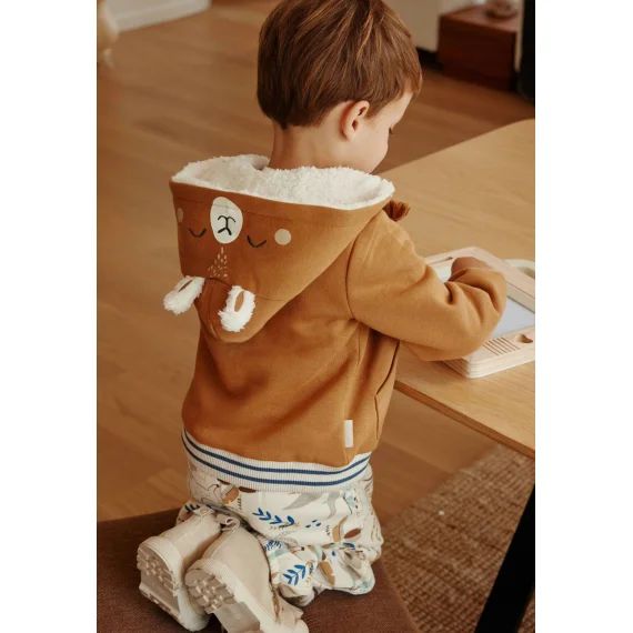 Sweat À Capuche Zippé En Molleton Lamascotte Camel