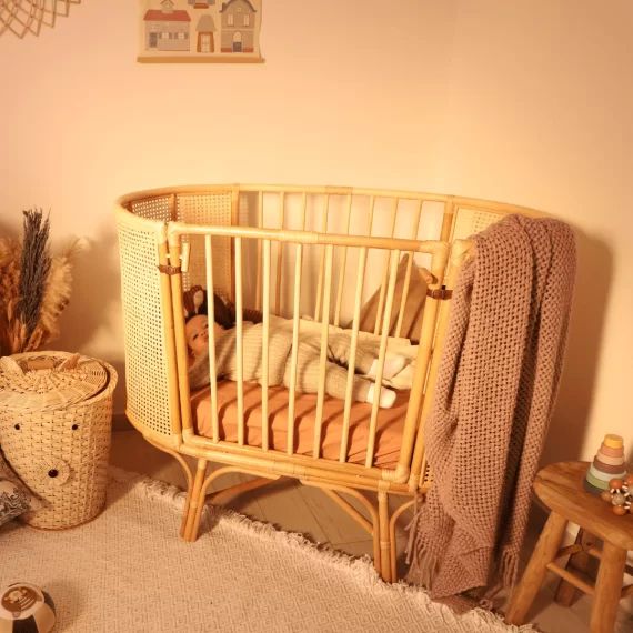 Lit bébé cododo en rotin et cannage naturel