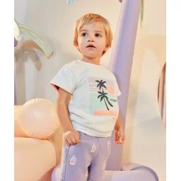 T-shirt bébé garçon en coton bio avec flocage et message en relief –  – Soldes