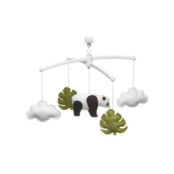 Mobile musical panda feuilles vertes (mélodie au choix)