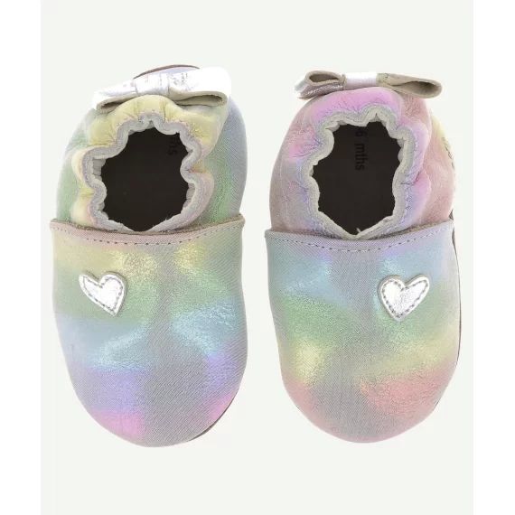 Chaussons bébé multicolor en cuir avec coeur –  – Soldes