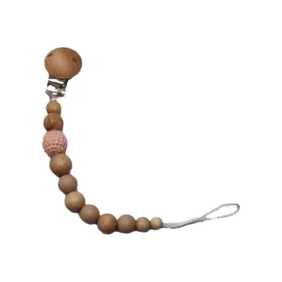 Attache sucette en bois Nude rose pâle