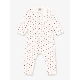Combinaison longue petits cœurs bébé PETIT BATEAU blanc imprimé