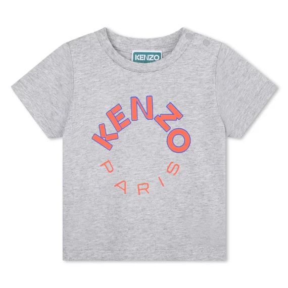 T-shirt en coton imprimé logo Garçon Gris