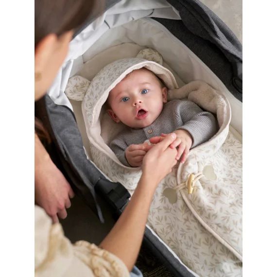 Plaid bébé à capuche en molleton, doublé peluche hygge