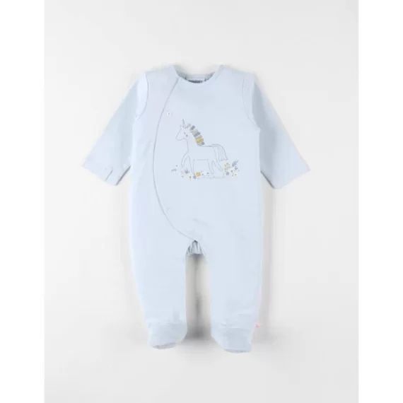 Pyjama 1 Pièce Licorne En Jersey Bleu