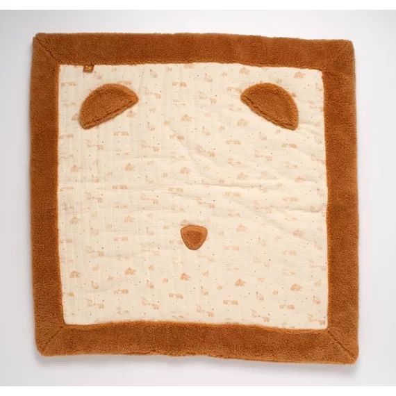 Grand Tapis De Jeu En Double Gaze De Coton Et Sherpa Beige