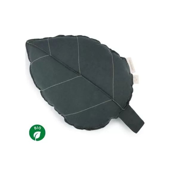 Coussin feuille Lin français green blue (25 x 35 cm)