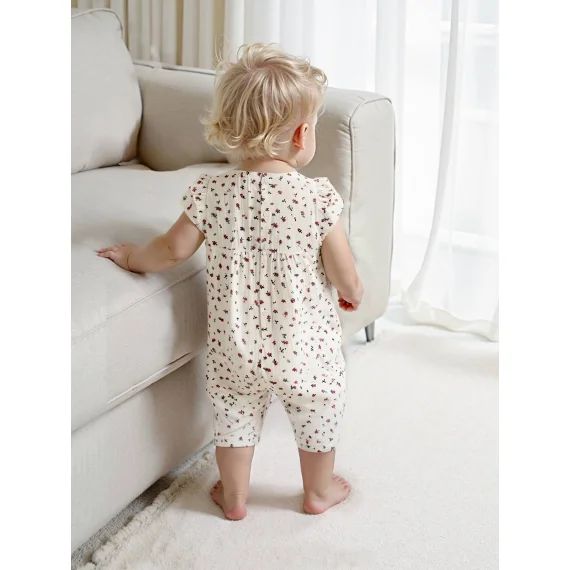 Combinaison bébé en gaze de coton écru