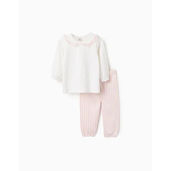 Pyjama En Jersey De Coton À Rayures Blanc