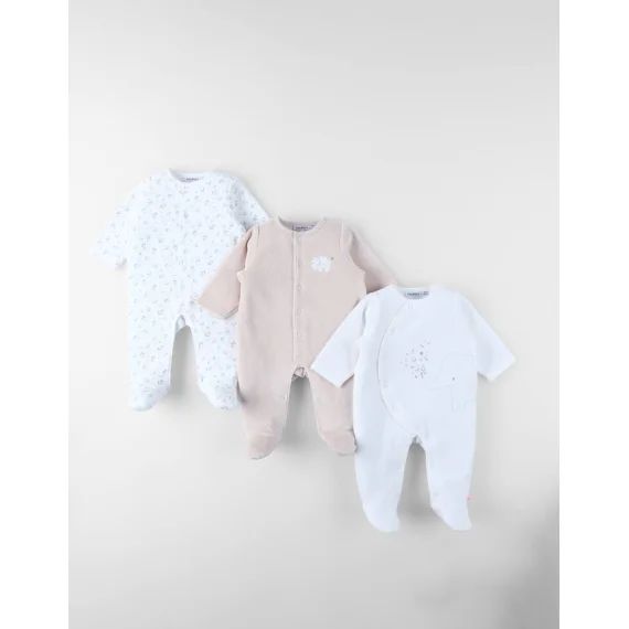 Set De 3 Dors-bien En Velours Ecru