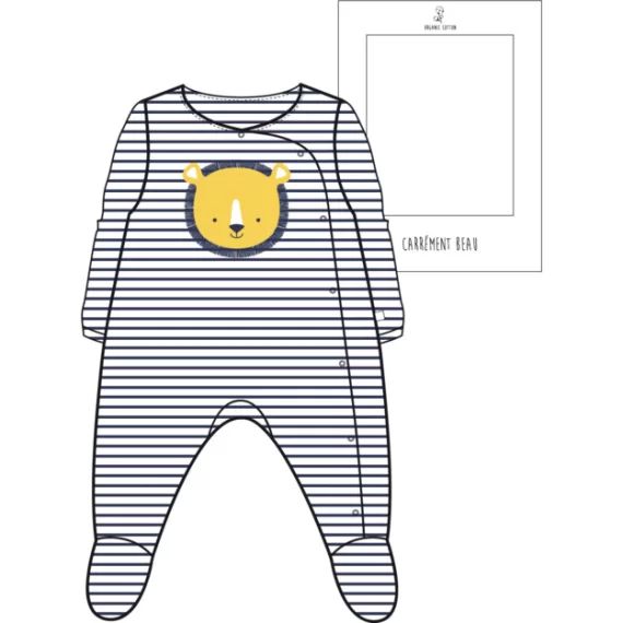 Pyjama rayé en coton Garçon Bleu