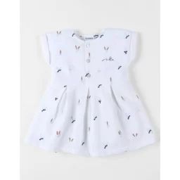 Robe Imprimé Fleuri En Crêpe De Coton Blanc