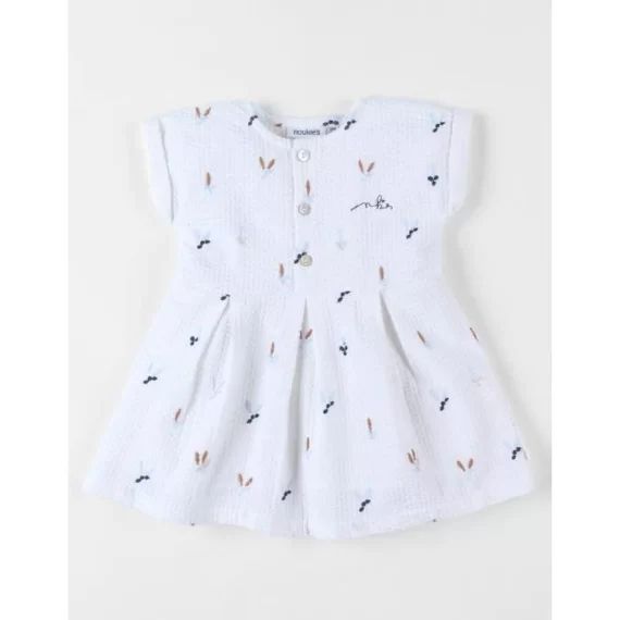 Robe Imprimé Fleuri En Crêpe De Coton Blanc