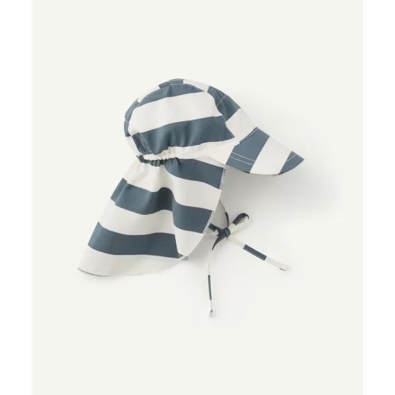 Casquette protège nuque rayée bleu blanc cassé et bleu –  – Soldes